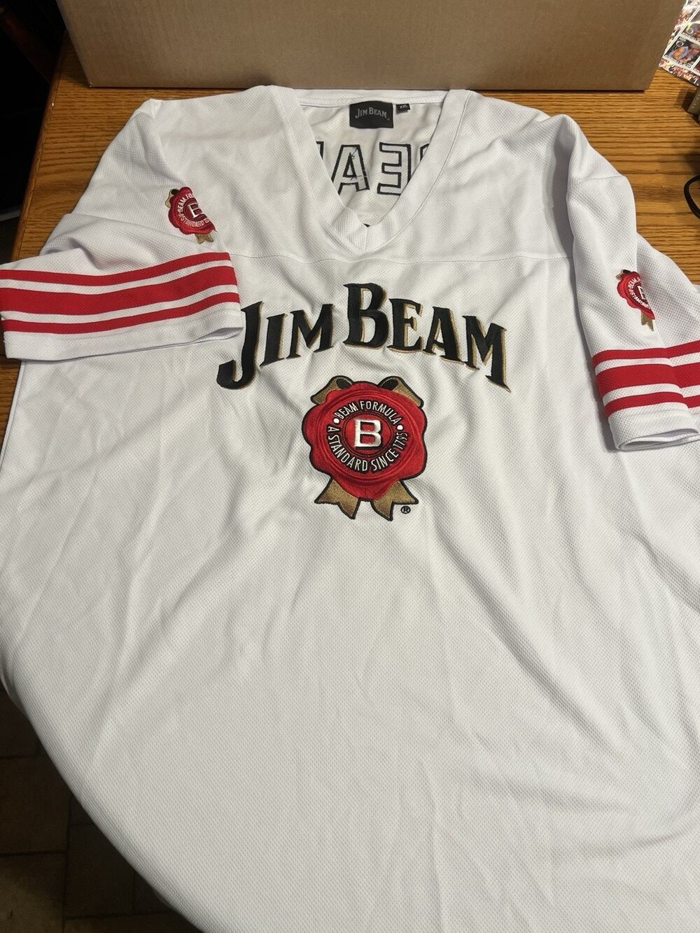 Jim Beam Whiskey #80 Jersey White Red Stripes Promo Mesh Shirt Mens XXL Licensed